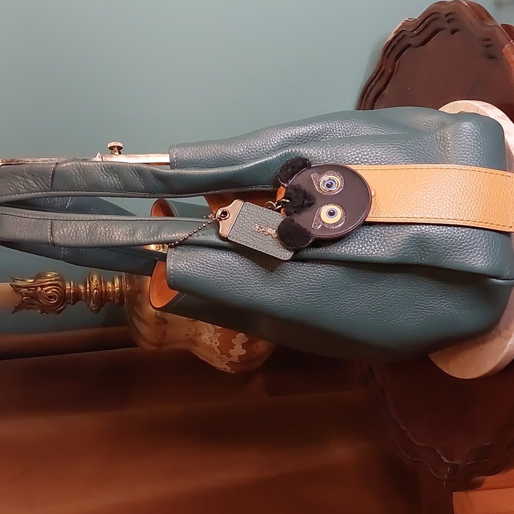 Coach 1941 Retired Bandit 39 Dark Turquiose Glovetanned Pebble Leather  Gunmetal - Picture 3 of 13
